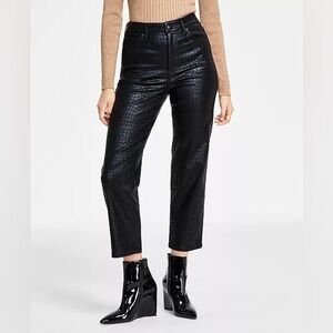 INC International Concepts Black Croc Animal Print Straight-Leg Jeans Plus Size